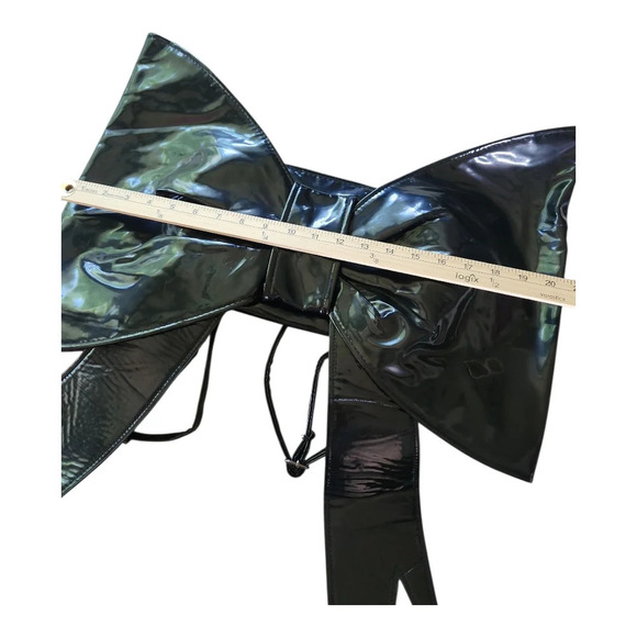 Fortnite Oversized Bow Backpack Black Patent Cosplay Y2K Kawaii Statement Bag - Picture 6 of 10